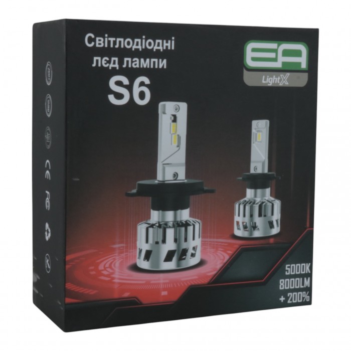 Світлодіодні лампи H7 EA Light X S6 8000Lm 5000К CSP 12-24V 2 шт