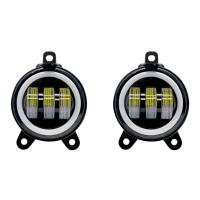 Универсальные противотуманные фары (ПТФ) LED 3.5" (89 мм) с линзой и четкой СТГ, 30W 12-24V, белый свет, комплект 2 шт