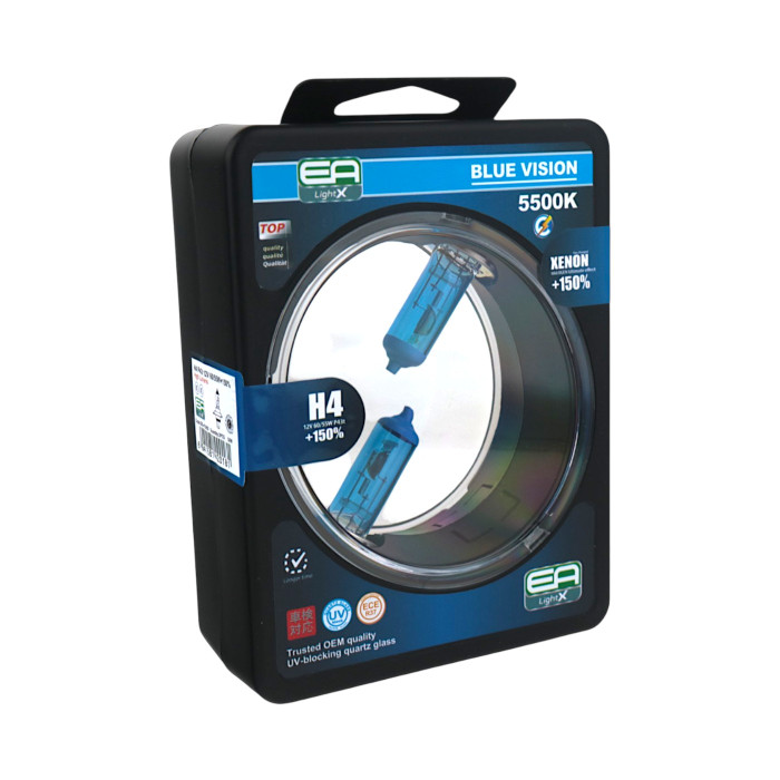 Галогенная лампа H4 12V 60/55W P43t BlueVision +150%