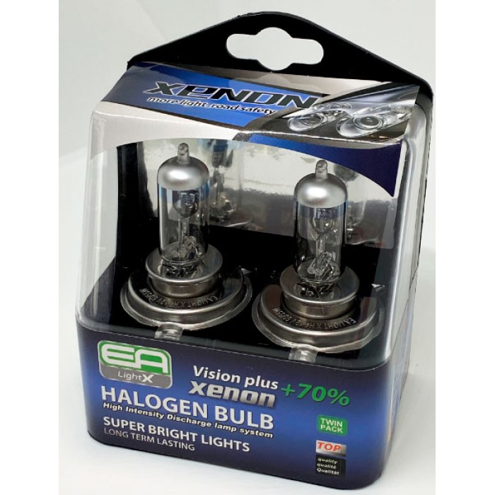 Комплект галогенных ламп EA Light X H4 24V 75/70W P43t VISION PLUS+70% (пластиковый бокс 2шт) - EA Light X