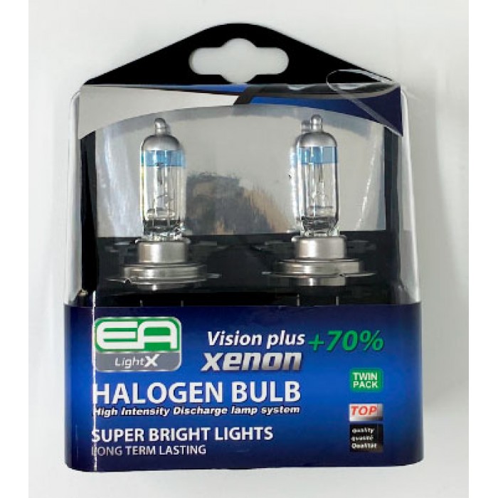 Комплект галогенных ламп EA Light X H7 12V 55W PX26d VISION PLUS+70% (пластиковый бокс 2шт) - EA Light X