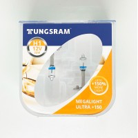 Комплект галогенних ламп Tungsram H1 55W 12V (2 шт./пластиковий бокс) Megalight Ultra +150 %