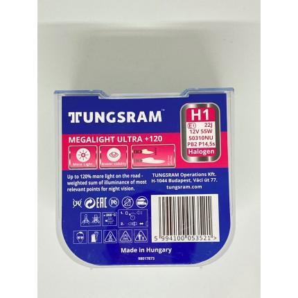 Комплект галогенных ламп Tungsram H1 55W 12V (2 шт./пластиковый бокс) Megalight Ultra +120%