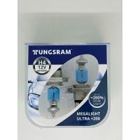 Комплект галогенных ламп Tungsram H4 60/55W 12V (2 шт./пластиковый бокс) Megalight Ultra +200%