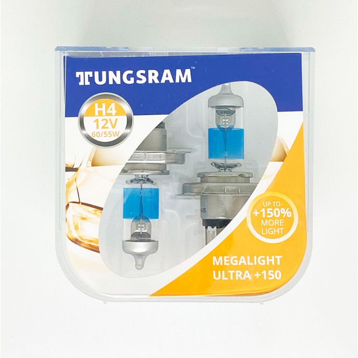 Комплект галогенных ламп Tungsram H4 60/55W 12V (2 шт./пластиковый бокс) Megalight Ultra +150% - Tungsram