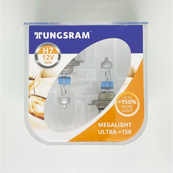 Комплект галогенных ламп Tungsram H7 12V 55W (2 шт./пластиковый бокс) Megalight Ultra +150% - Tungsram