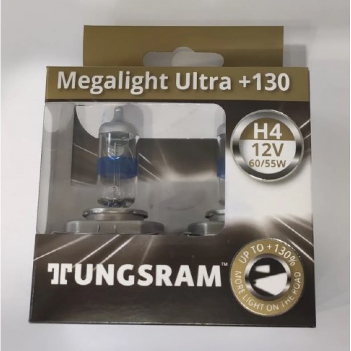 Комплект галогенных ламп Tungsram H4 60/55W 12V (2 шт./пластиковый бокс) Megalight Ultra +120% - Tungsram