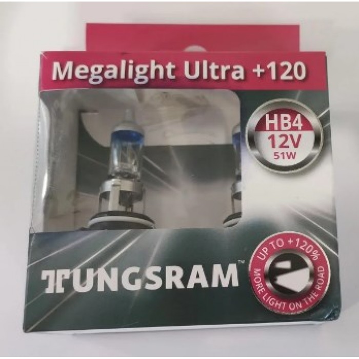Комплект галогенных ламп Tungsram HB4 12V 51W (2 шт.) +120% картон (9006SNU B2) - Tungsram