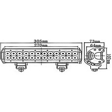 Светодиодная балка EA Light X C4 72W дальний свет 5760 Лм (64×78×355 мм) для авто и спецтехники