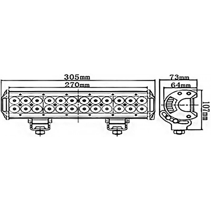 Светодиодная балка EA Light X C4 72W дальний свет 5760 Лм (64×78×355 мм) для авто и спецтехники