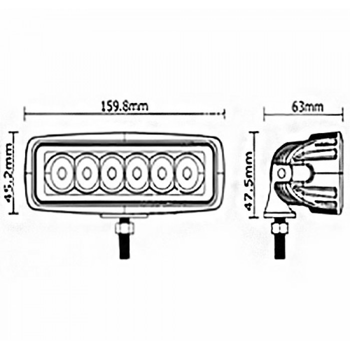LED фара EA Light X D22 18W дальний свет 155×45×45 мм 9–32V IP67 6000K для авто, мото и спецтехники