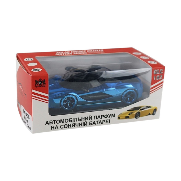 Ароматизатор в авто Машинка на солнечной батарее XX-QCFJ-Blue Синий Спорткар с пропеллером Парковочная карта на панель Автопарфюм пахучка