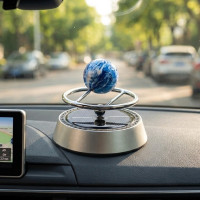 Ароматизатор в авто на сонячній батареї XX-XFQ-S Срібний Одеколон Планета Обертова куля 360 на панель Металевий автопарфюм пахучка