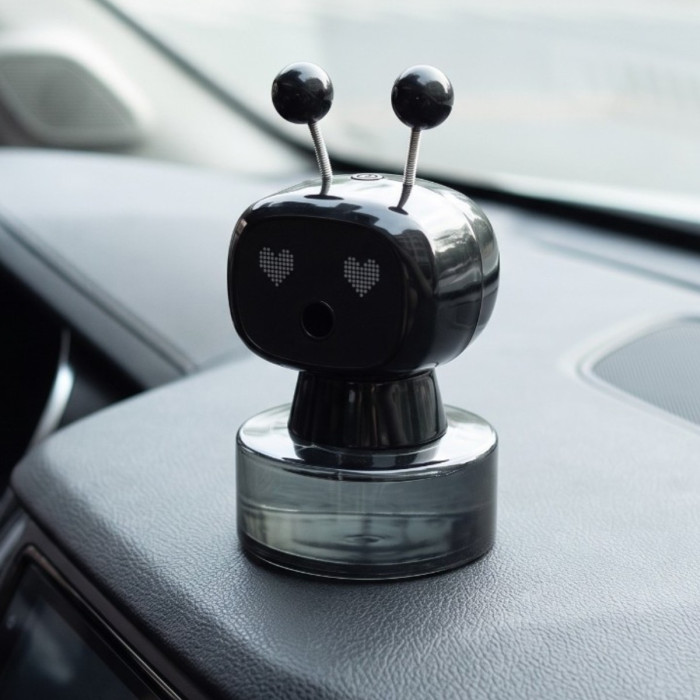 Розумний ароматизатор в авто Робот XX-Ai-Black Чорний Електронний ультразвуковий автодифузор спрей на панель пахучка