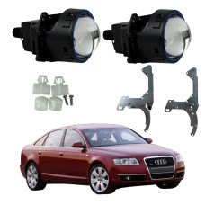 Bi-LED лінзи Audi A6 C6 / A6L 2005-2011 (для встановлення 4 лінз / Quad-light) 3" X11 EA Light X 72/82W з перехідними рамками (2 шт.)
