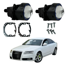 Bi-LED лінзи Audi A6 C6 Рестайлінг (Xenon без AFS) 2009-2011 3" X11 EA Light X 72/82W з перехідними рамками (2 шт.)