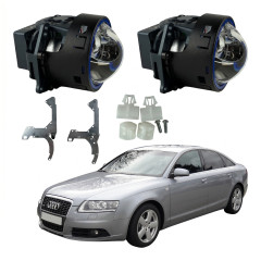 Комплект Bi-LED лінз Audi A6 C6 / A6L 2005-2011 (для встановлення 4 лінз / Quad-light) EA Light X 3" X13 95W з перехідними рамками (2 шт.)