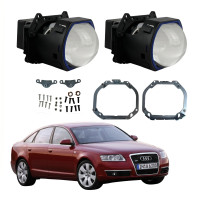 Комплект Bi-LED лінз Audi A6 C6 / A6L (AFS / High Configuration) 2005-2011 EA Light X 3" X12 70W з перехідними рамками (2 шт.)