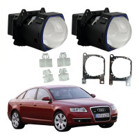 Комплект Bi-LED линз Audi A6 C6 / A6L (Рестайлинг) 2009-2011 EA Light X 3" X12 70W с переходными рамками (2 шт.)