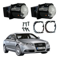 Комплект Bi-LED линз Audi A6 C6 Рестайлинг (Xenon без AFS) 2009-2011 EA Light X 3" X10 82W с переходными рамками (2 шт.)