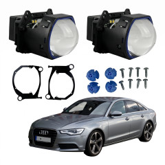 Комплект Bi-LED лінз Audi A6 C7 / A6L (AFS) 2011-2014 EA Light X 3" X12 70W з перехідними рамками (2 шт.)