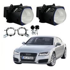 Комплект Bi-LED линз Audi A7 (AFS) 2010-2014 EA Light X 3" X12 70W с переходными рамками (2 шт.)