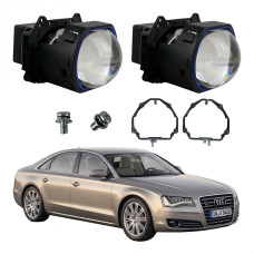 Комплект Bi-LED линз Audi A8 (D4) (AFS) 2010-2014 EA Light X 3" X12 70W с переходными рамками (2 шт.)