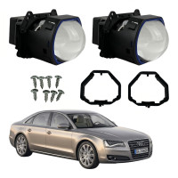 Комплект Bi-LED линз Audi A8 (D4) (AFS) 2012-2013 EA Light X 3" X12 70W с переходными рамками (2 шт.)