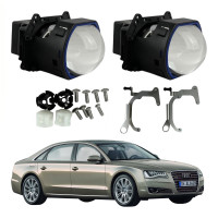 Комплект Bi-LED линз Audi A8L 2011-2013 / A6L 2012-2016 (AFS) EA Light X 3" X12 70W с переходными рамками (2 шт.)