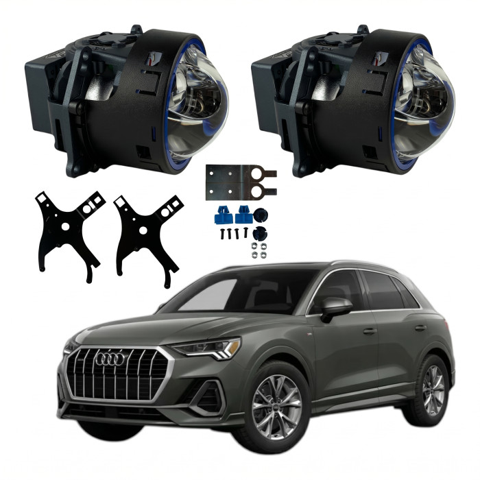 Комплект Bi-LED лінз Audi Q3 (F3) (LED Type) 2018-2021 EA Light X 3" X13 95W з перехідними рамками (2 шт.)