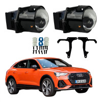 Комплект Bi-LED линз Audi Q3 (F3) (секция дальнего света / LED Type) 2018-2021 EA Light X 3" X10 Lazer 82W с переходными рамками (2 шт.)