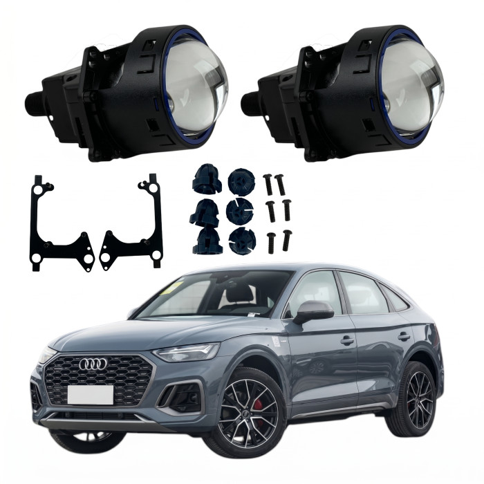 Комплект Bi-LED лінз Audi Q5L (Ближнє світло / LED Type) 2021-2022 EA Light X 3" X11 80W з перехідними рамками (2 шт.)