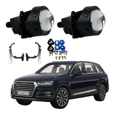 Комплект Bi-LED линз Audi Q7 (4M) Xenon 2016 EA Light X 3" X11 80W с переходными рамками (2 шт.)
