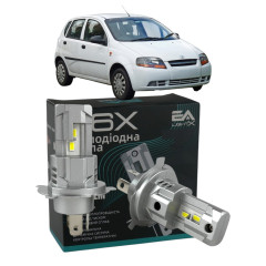 LED лампи Daewoo Kalos 2002- H4 M6X ближнє/дальнє світло (4000Lm 5500K) / Деу Калос (комплект 2 шт.)
