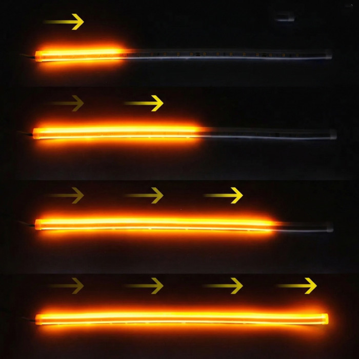Гибкие дневные ходовые огни ДХО (DRL) AES 60 см, с динамическим поворотником (Белый / Желтый)
