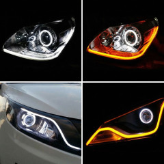 Гнучка LED трубка ДХО (DRL) у фари AES 60 см, з миготливим поворотом (Білий / Жовтий)