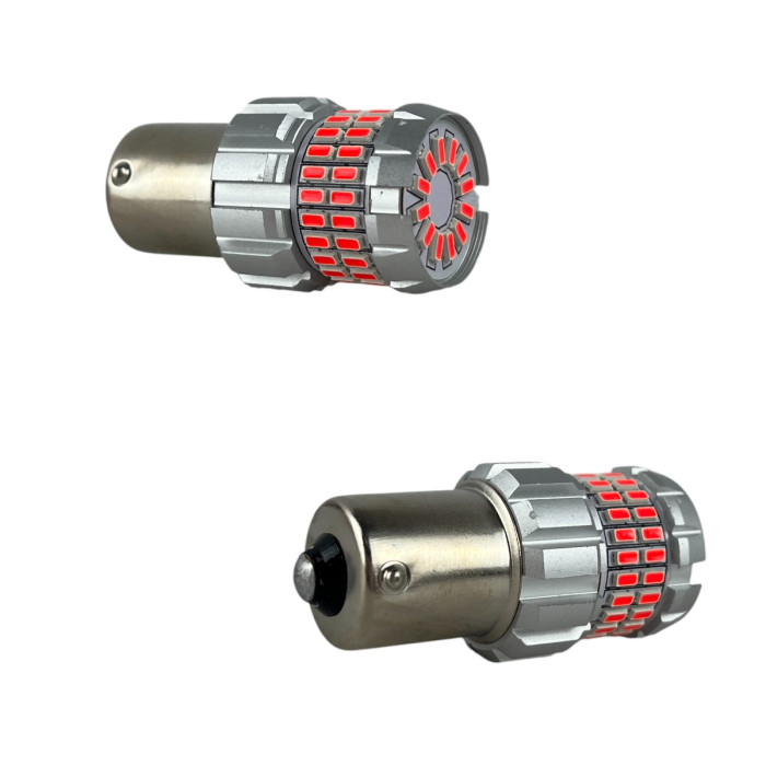 Світлодіодні автолампи 1156 P21W 60SMD Червоні неполярні в стоп-сигнали та повороти (комплект 2 шт)