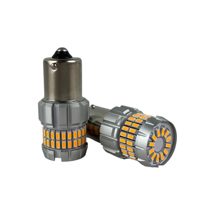Світлодіодні автолампи 1156 P21W 60SMD Жовті неполярні для покажчиків повороту та ДХО (комплект 2 шт)