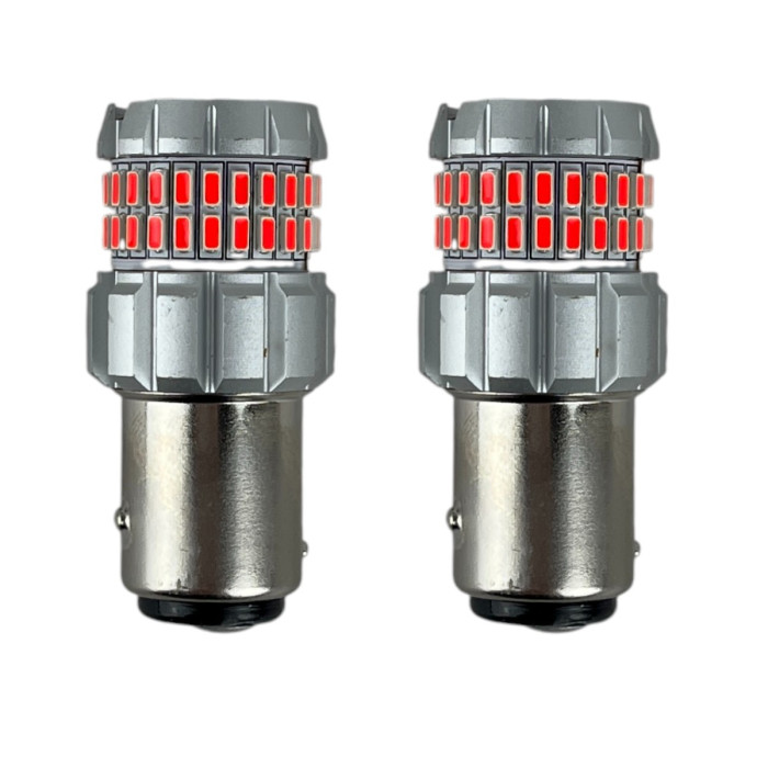 Світлодіодні автолампи 1156/1157 P21/5W 60SMD Червоні двоконтактні в стоп-сигнали та габарити (комплект 2 шт)