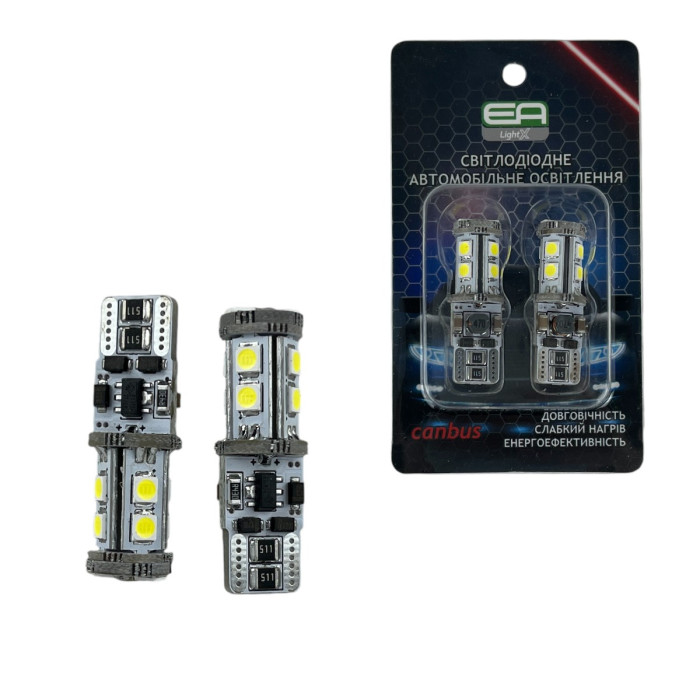 Світлодіодні автолампи W5W T10 EA Light X 10SMD 3030 720Lm з обманкою Canbus в габарити (комплект 2 шт)