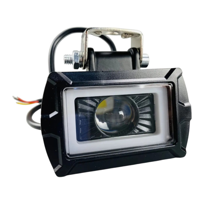 LED фара прямокутна 20W з об'ємною лінзою та СТГ, 12-80V, біле світло, chip CREE (1 шт.)