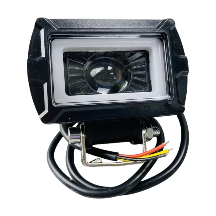 LED фара прямокутна 20W з об'ємною лінзою та СТГ, 12-80V, біле світло, chip CREE (1 шт.)