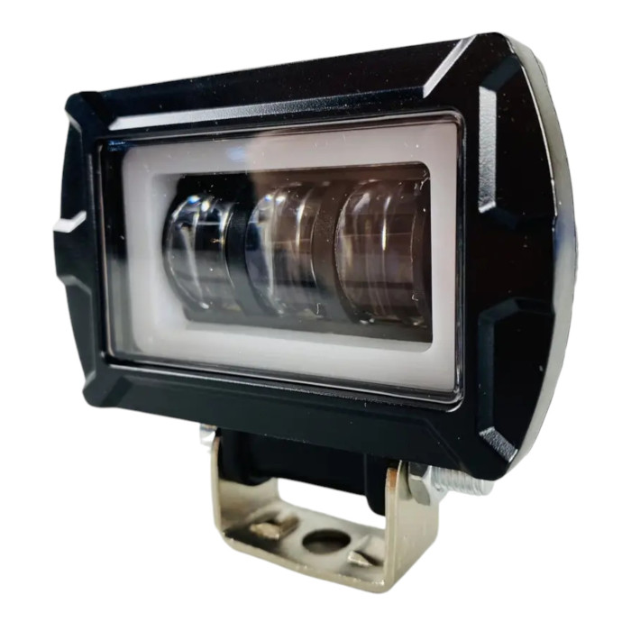 LED фара прямокутна 25W з 3D лінзою та СТГ, 12-80V (біле світло + ДХО, 1 шт.)