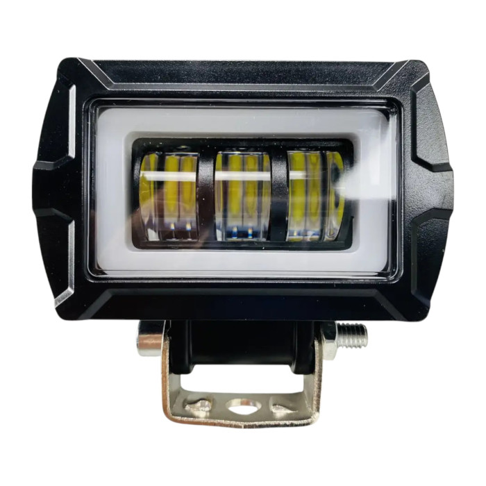LED фара прямокутна 25W з 3D лінзою та СТГ, 12-80V (біле світло + ДХО, 1 шт.)
