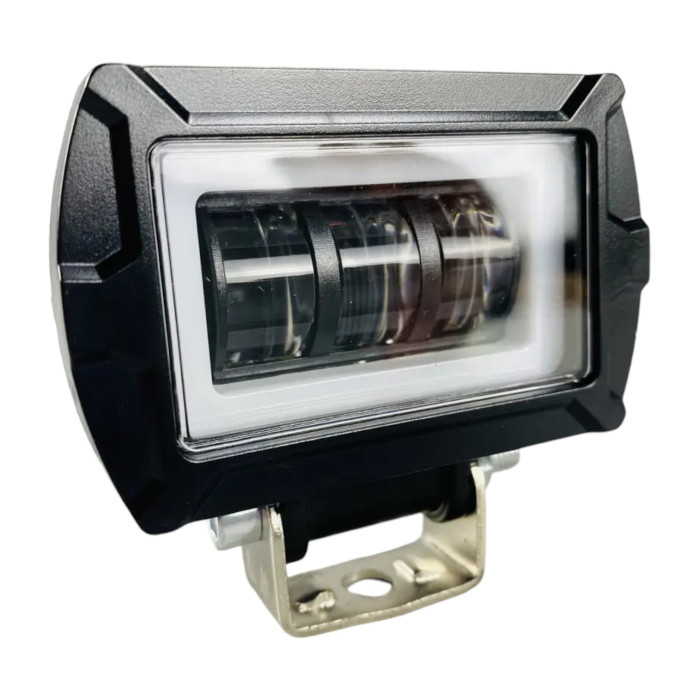 LED фара прямокутна 25W з 3D лінзою та СТГ, 12-80V (біле світло + ДХО, 1 шт.)