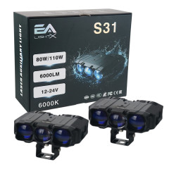 Зовнішні протитуманні Bi-LED лінзи EA Light X S31 (Ближнє 80Вт / Дальнє 110Вт, Жовте світло, 12-24V)