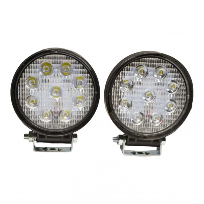 Светодиодная LED фара D1 круглая рабочая 27W 60° (9×3W диодов, Ø115×128×55 мм) для авто и спецтехники