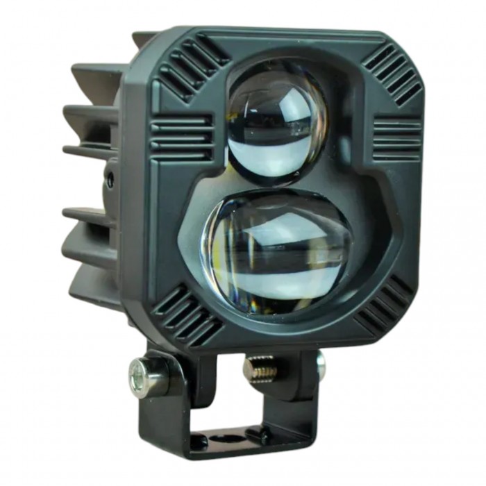Светодиодная линзовая фара ACS-CD16 LED 30W квадратная, 2 режима: ближний (белый) + дальний (белый), комплект 2 шт