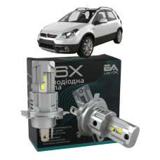 LED лампи Fiat Sedici 2006- H4 M6X ближнє/дальнє світло (4000Lm 5500K) / Фіат Седічі (комплект 2 шт.)