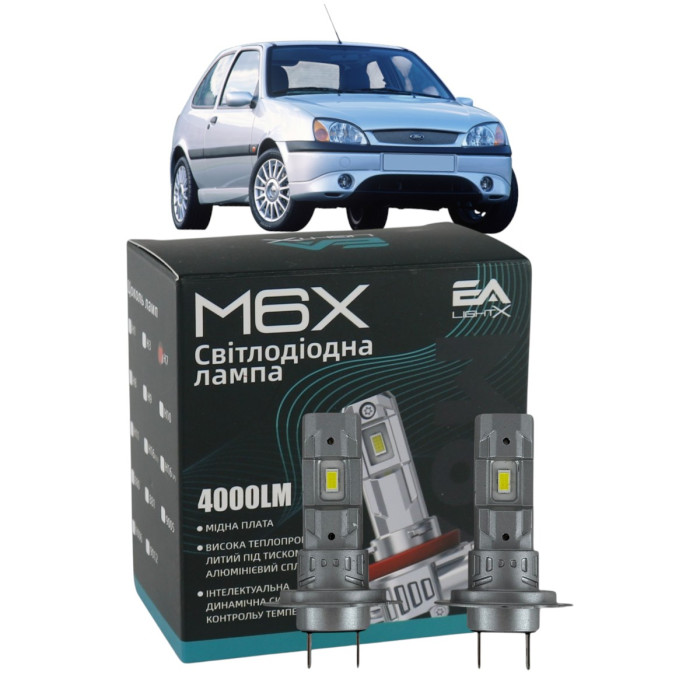 LED лампи Ford Fiesta IV 1999-2002 H7 M6X ближнє світло (4000Lm 5500K) / Форд Фієста 4 (комплект 2 шт.)